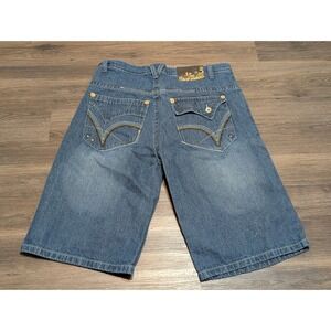 5ive Jungle & Co Mens Denim Jorts Size 38 Blue‎ Flap Pocket Baggy Fit Jorts